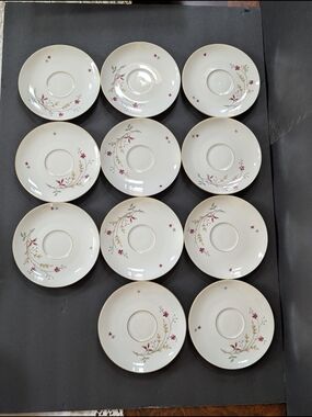 Vintage 11 Porcelain Saucers by Eschenbach Bavaria Germany, Clarice Design